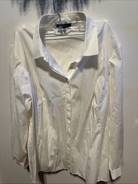 Lafayette White Long Sleeve Button Up Sz 16W New no tag